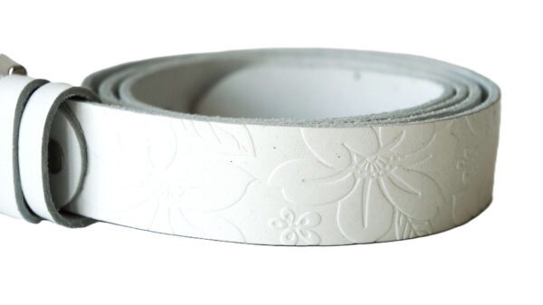 Baltas moteriškas odinis diržas 3 cm Vilnius Fashion Belts