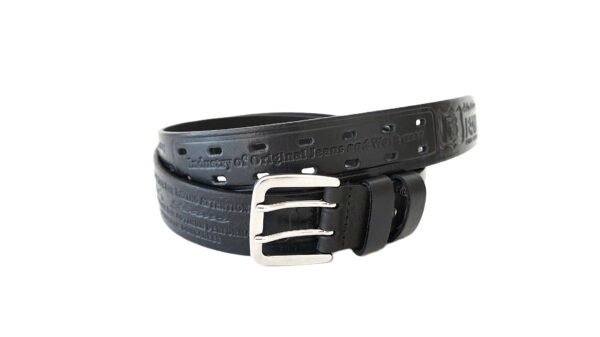Lietuviškas odinis juodas vyriškas diržas prie džinsų 4 cm su raštu Vilnius Fashion Belts