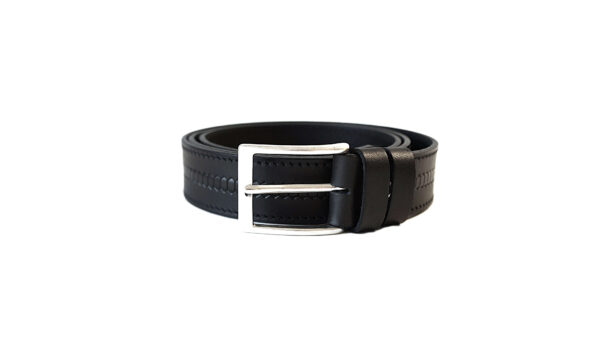 Juodas vyriškas odinis diržas su raštu 3,5 cm Vilnius Fashion Belts
