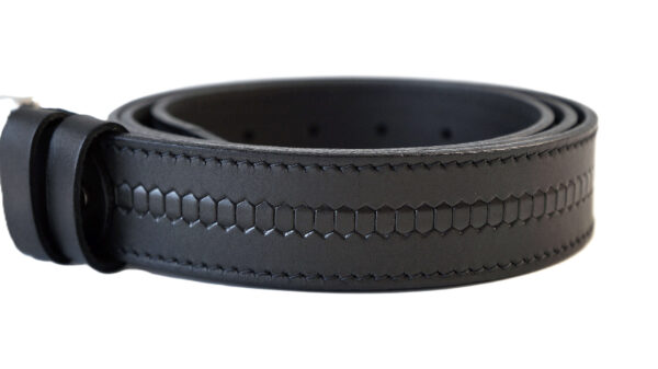 Juodas vyriškas odinis diržas su raštu 3,5 cm Vilnius Fashion Belts