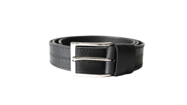Juodas vyriškas odinis diržas su raštu 3,5 cm Vilnius Fashion Belts