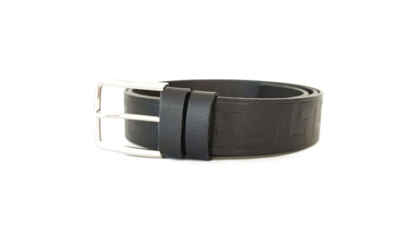 Juodas odinis vyriškas diržas prie džinsų 4 cm Vilnius Fashion Belts