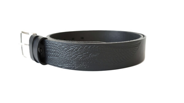 Juodas odinis vyriškas diržas prie džinsų 4 cm Vilnius Fashion Belts