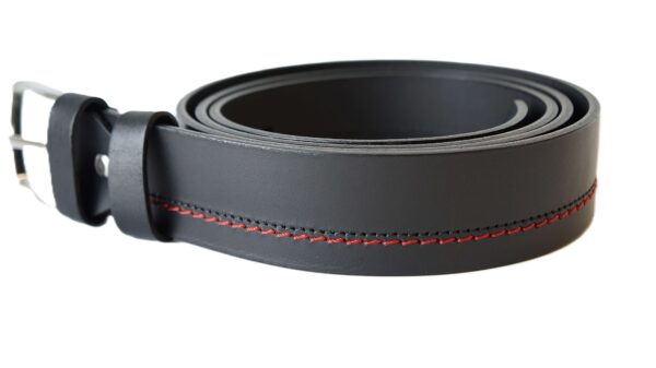 Juodas odinis vyriškas diržas prie džinsų 4 cm Vilnius Fashion Belts