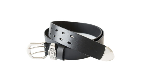 Juodas odinis vyriškas diržas prie džinsų 4 cm Vilnius Fashion Belts