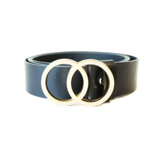 Prabangus juodas moteriškas odinis diržas su auksine sagtimi 4 cm Vilnius Fashion Belts