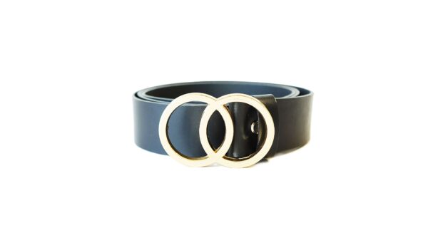 Prabangus juodas moteriškas odinis diržas su auksine sagtimi 4 cm Vilnius Fashion Belts