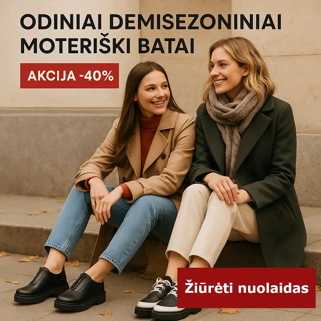 Odiniai moteriški demisezoniniai batai akcija 2025-09. Nuolaidos iki -40%.