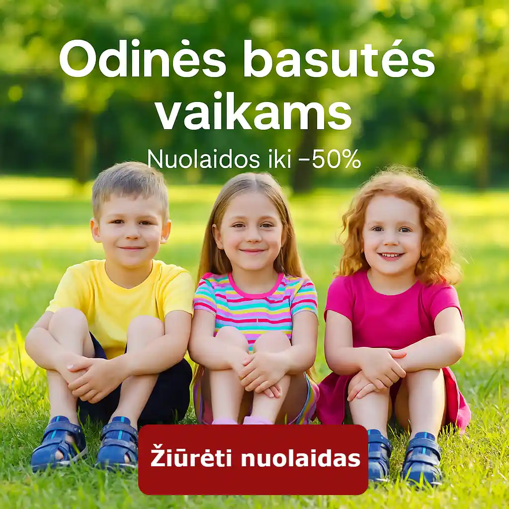 Odinės basutės vaikams akcija 2025 Vilniaus Avalynė www cover iki -50%