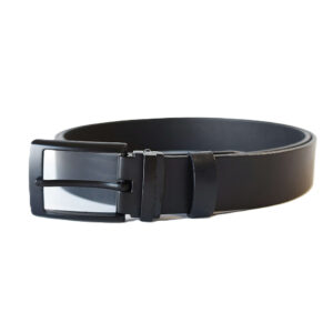 Lietuviškas juodas odinis vyriškas diržas 3,5 cm Vilnius Fashion Belts su juoda sagtimi