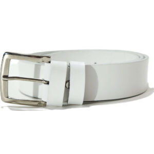 Platus baltas odinis diržas moterims 4 cm Vilnius Fashion Belts