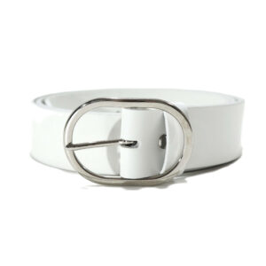 Platus baltas odinis diržas moterims 4 cm Vilnius Fashion Belts