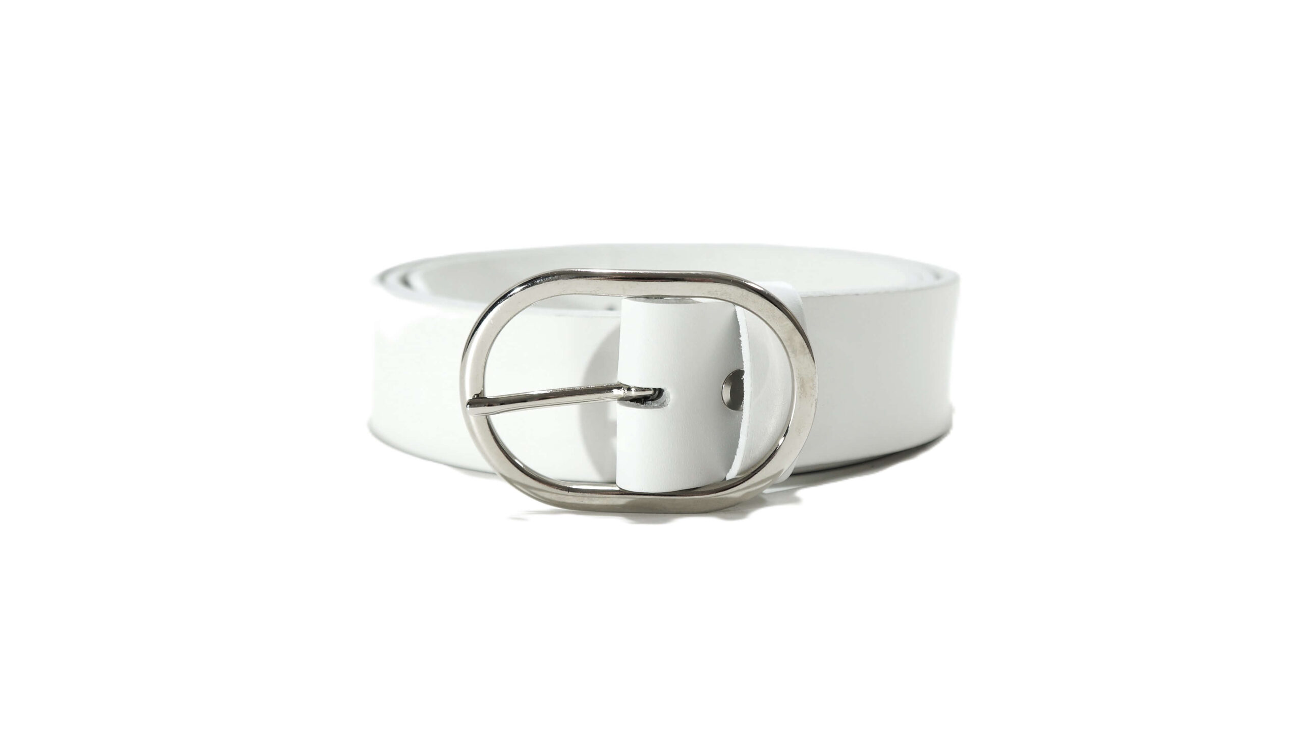 Platus baltas odinis diržas moterims 4 cm Vilnius Fashion Belts