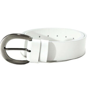 Platus baltas odinis diržas moterims 4 cm Vilnius Fashion Belts