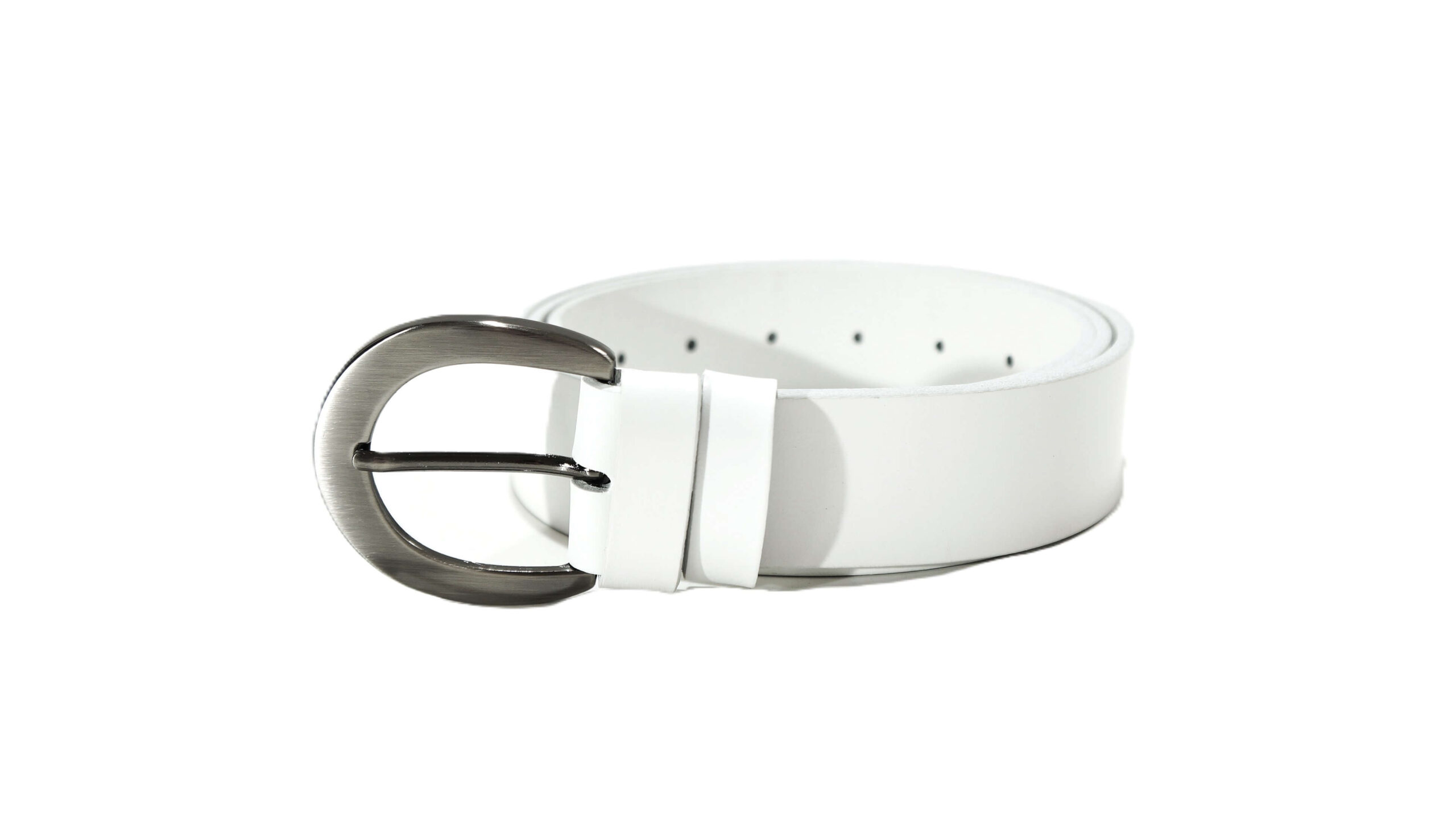 Platus baltas odinis diržas moterims 4 cm Vilnius Fashion Belts