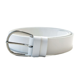 Platus baltas odinis diržas moterims 4 cm Vilnius Fashion Belts