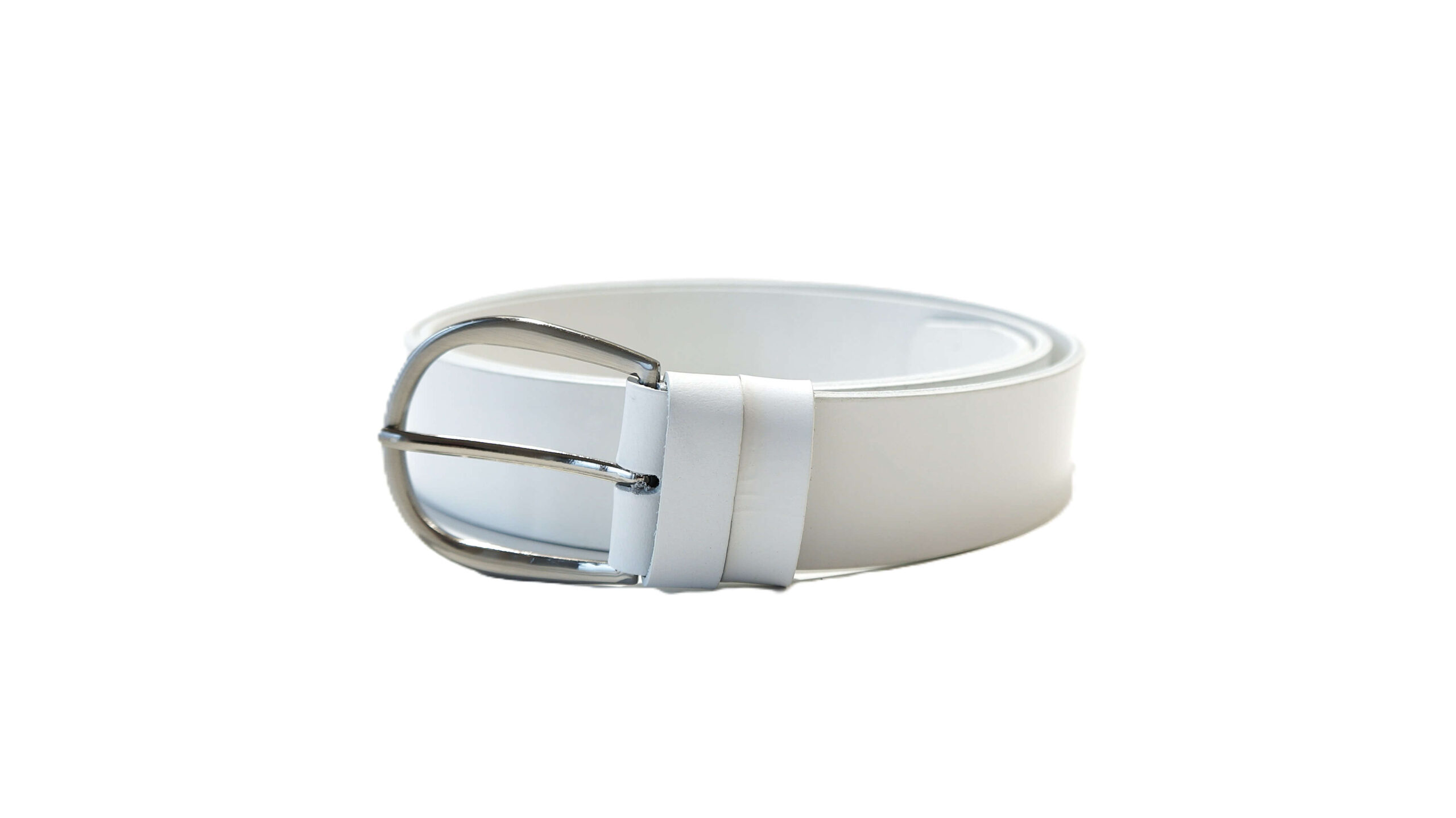 Platus baltas odinis diržas moterims 4 cm Vilnius Fashion Belts