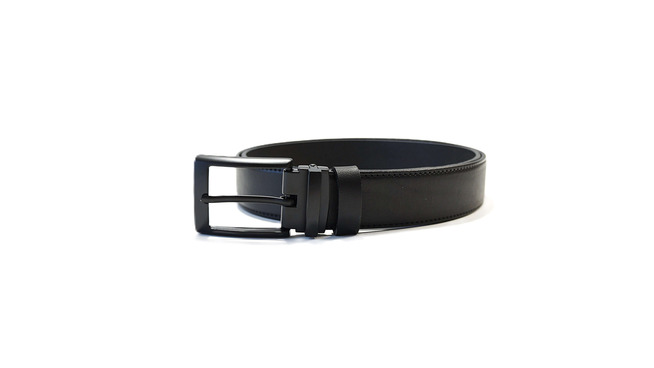 Juodas vyriškas odinis diržas su juoda sagtimi 3,5 cm Vilnius Fashion Belts