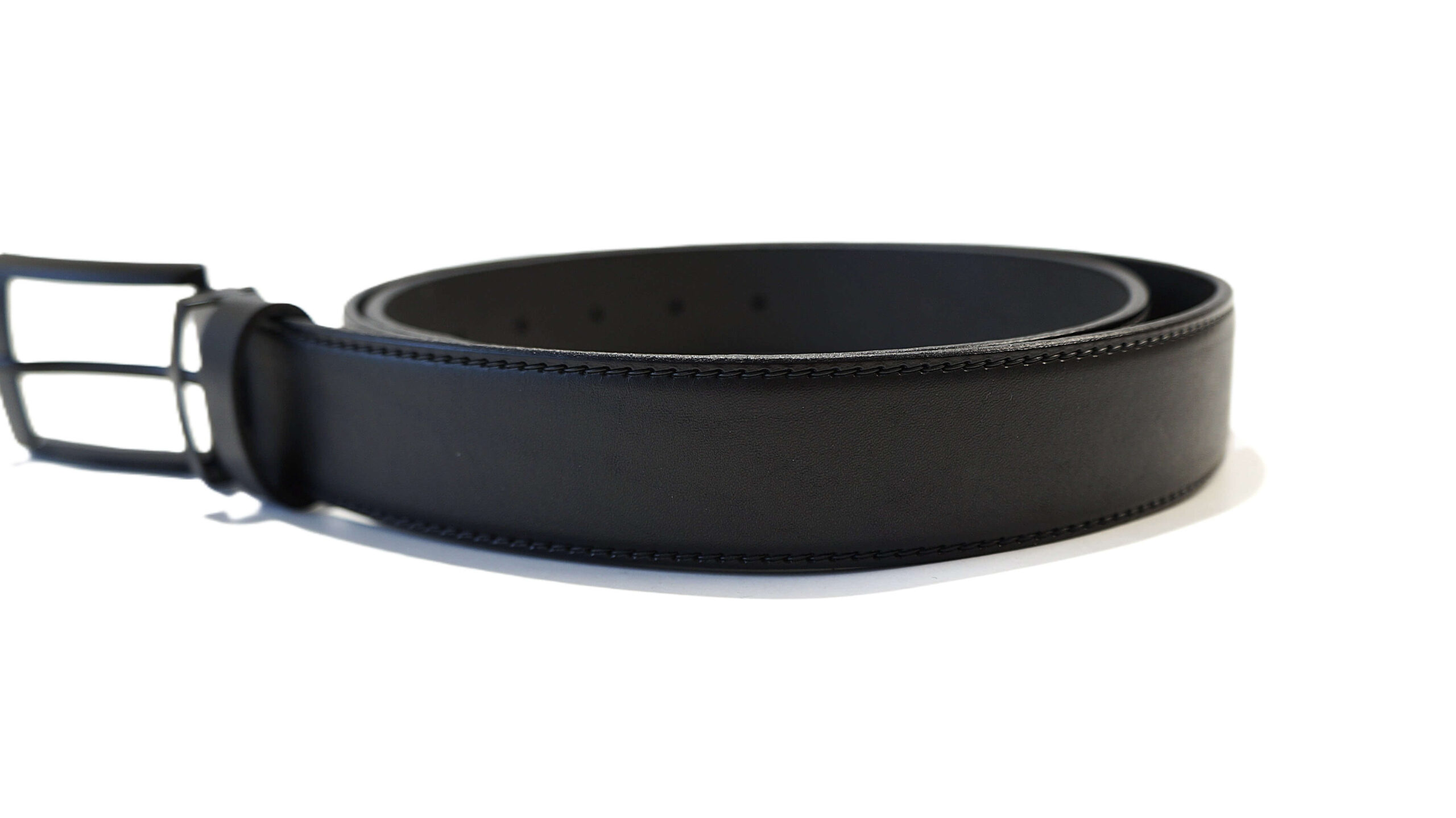 Juodas vyriškas odinis diržas su juoda sagtimi 3,5 cm Vilnius Fashion Belts