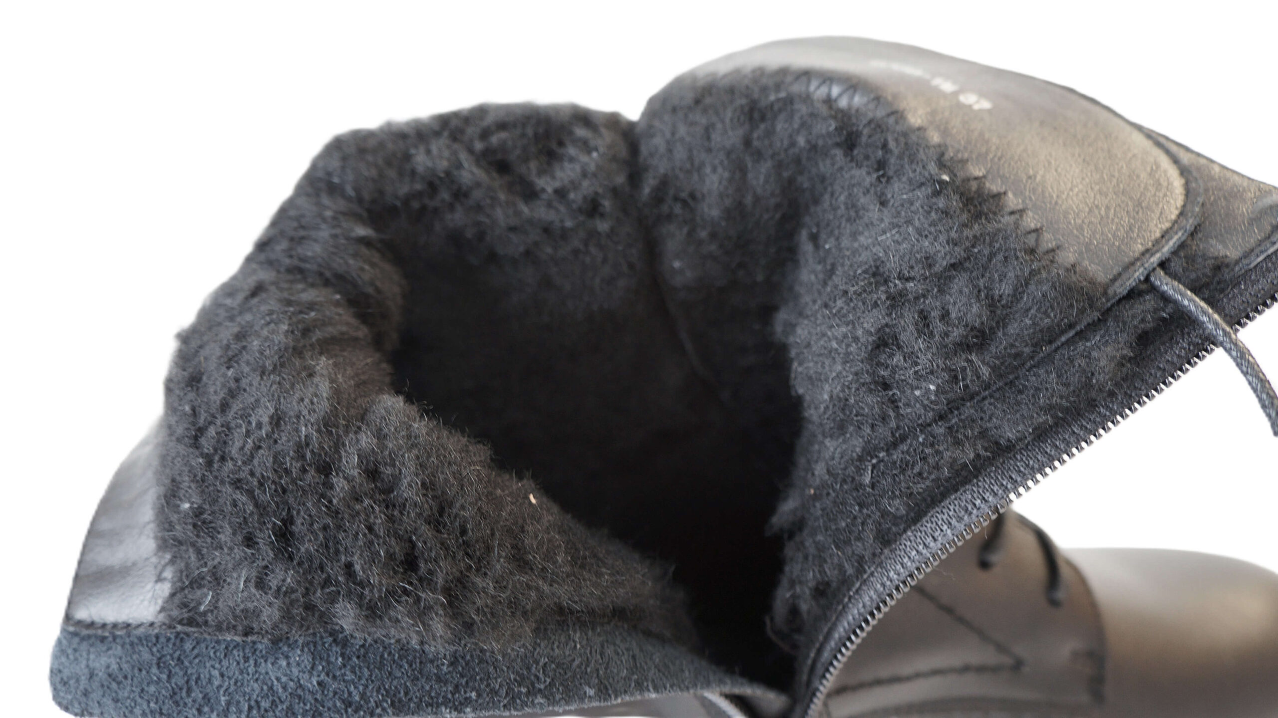 Odiniai juodi žieminiai aulinukai moterims su vilna ZOJAS