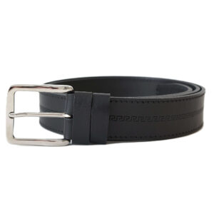 Juodas vyriškas odinis diržas 4 cm su raštu Vilnius Fashion Belts