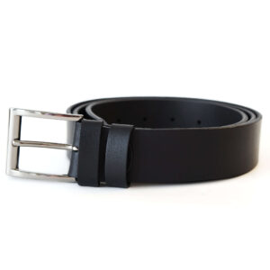 Juodas odinis moteriškas diržas 3,5 cm su stilinga sagtimi Vilnius Fashion Belts