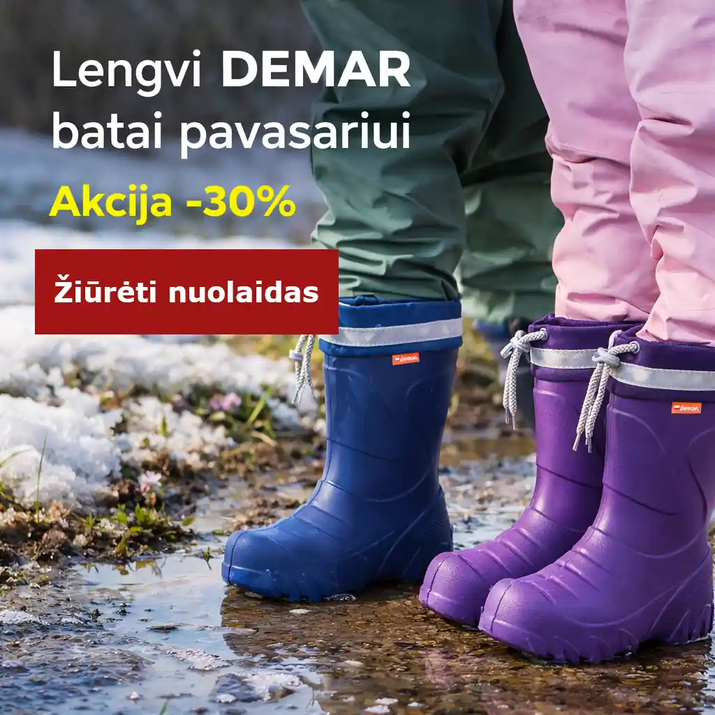Vaikai su DEMAR Mammut batais ankstyvą pavasarį tirpstančiame sniege – akcija -30%