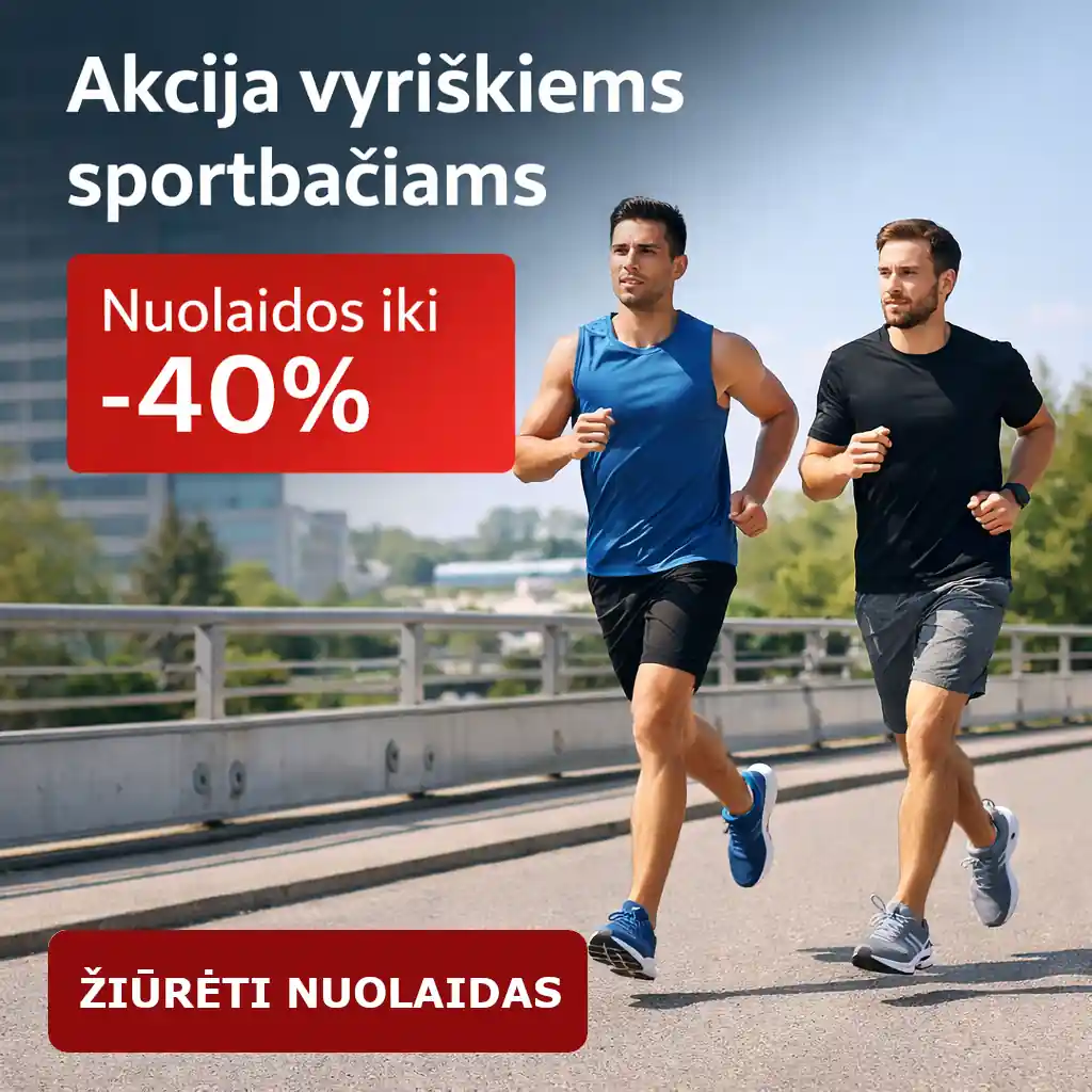 Akcija vyriškiems sportbačiams iki -40% 2026 pavasaris-vasara Vilniaus Avalynė