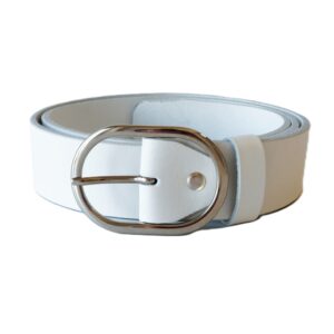 Platus baltas odinis moteriškas diržas 4cm Vilnius Fashion Belts