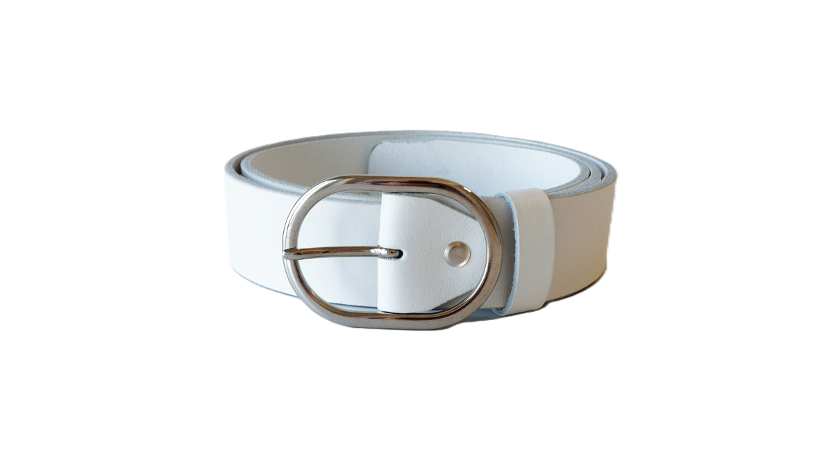 Platus baltas odinis moteriškas diržas 4cm Vilnius Fashion Belts