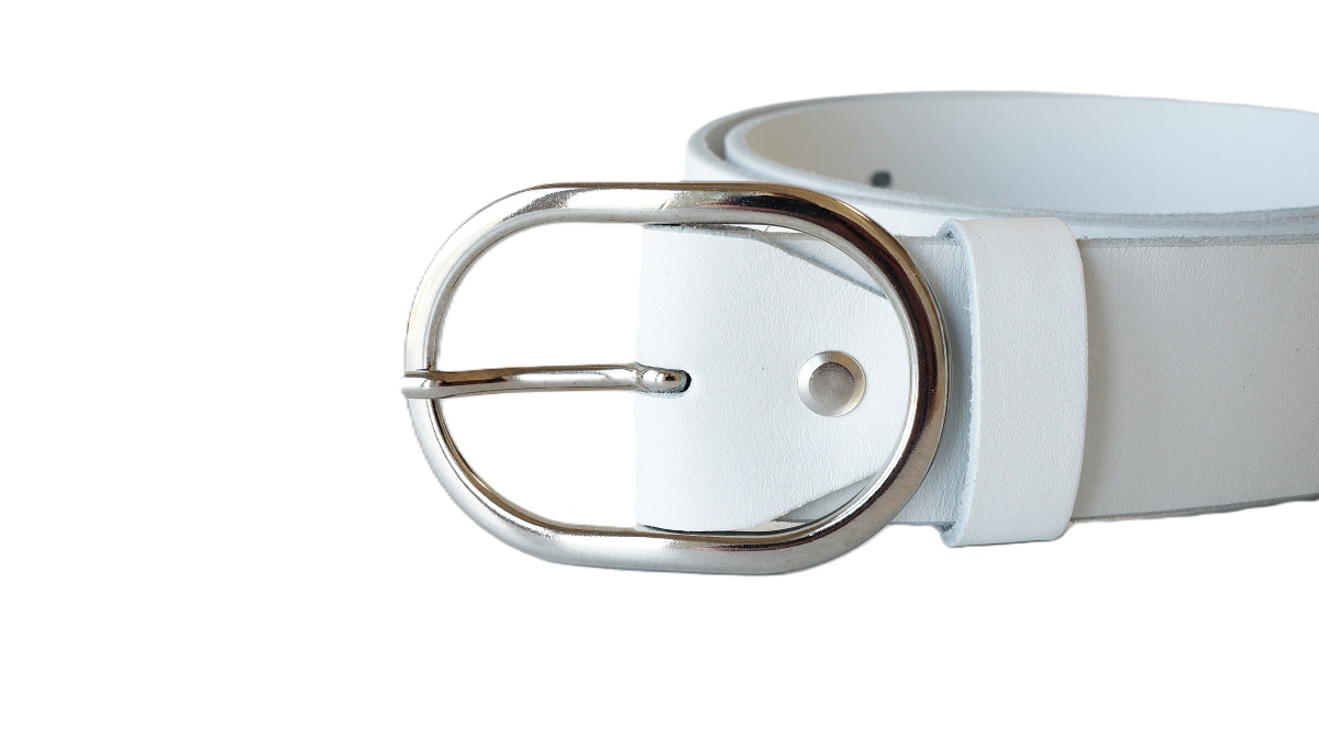Platus baltas odinis moteriškas diržas 4cm Vilnius Fashion Belts