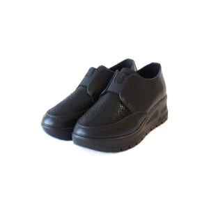 Juodi odiniai demisezoniniai bateliai moterims Pengxu