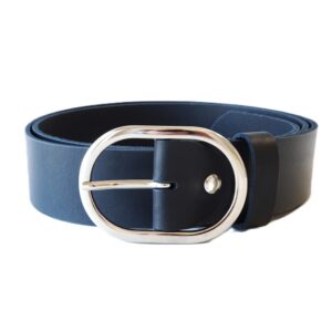 Platus mėlynas odinis moteriškas diržas 4cm Vilnius Fashion Belts