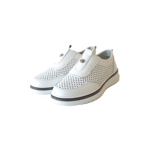 Ypač minkšti balti odiniai pavasariniai vasariniai bateliai moterims Jolla, su skylutėmis