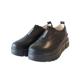 Juodi odiniai demisezoniniai laisvalaikio batai moterims su užtrauktuku PENGXU