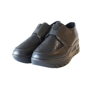 Juodi odiniai laisvalaikio batai moterims be raištelių su zomša PENGXU