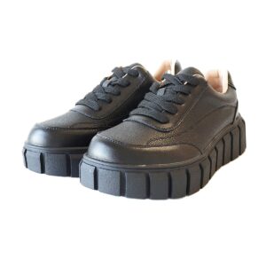 Juodi odiniai laisvalaikio batai moterims su raišteliais AOTORIA