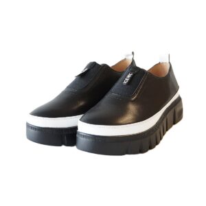 Didelių dydžių juodi su baltu odiniai laisvalaikio batai moterims PENGXU