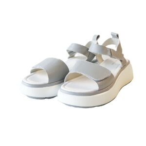 Pilkos odinės basutės moterims su platformas ZOJAS