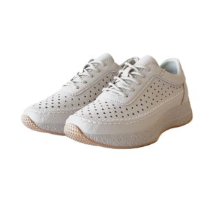 Smėlio spalvos odiniai vasariniai moteriški batai su skylutėmis Sergio Leone