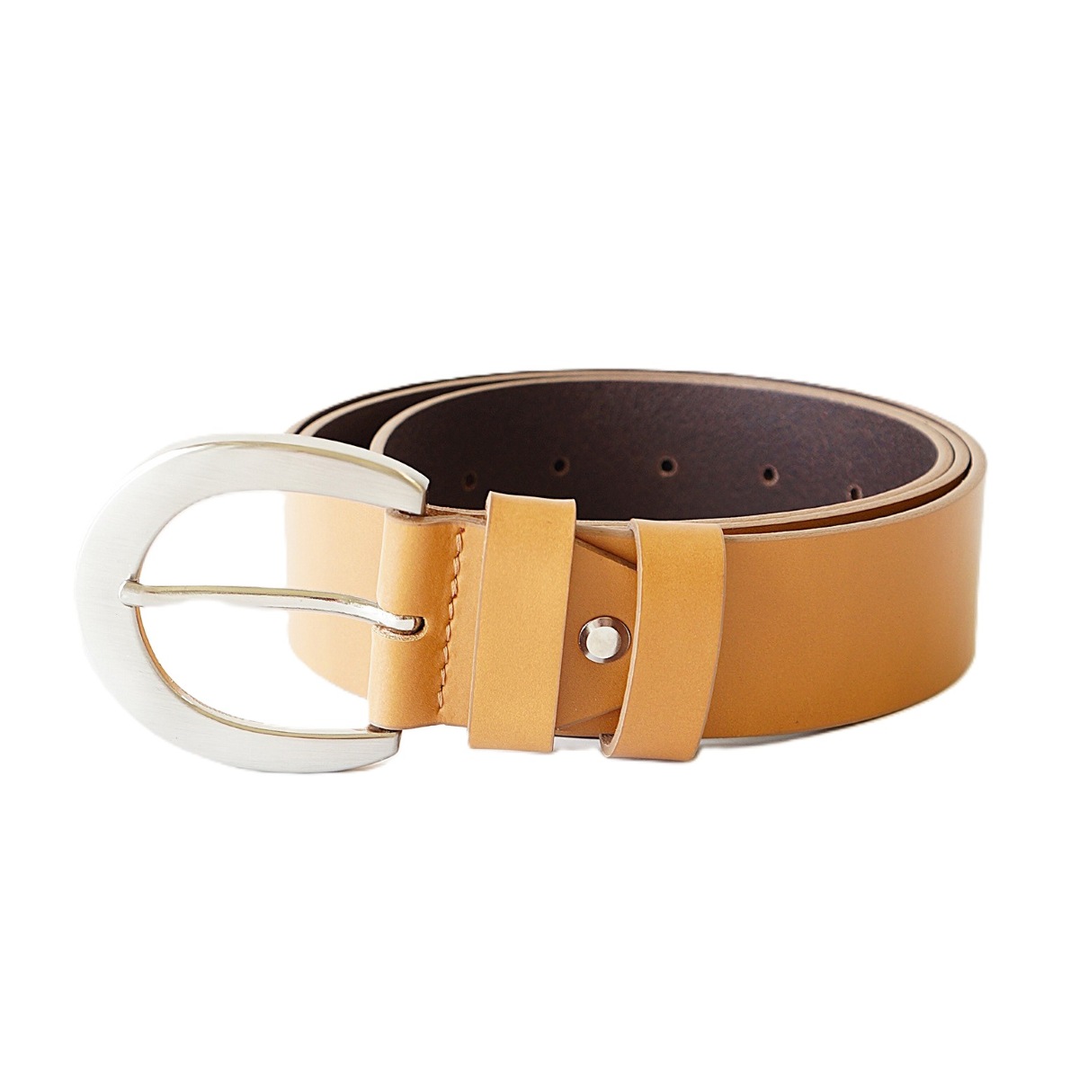 Šviesiai rudas platus odinis diržas moterims 4 cm - Vilnius Fashion Belts