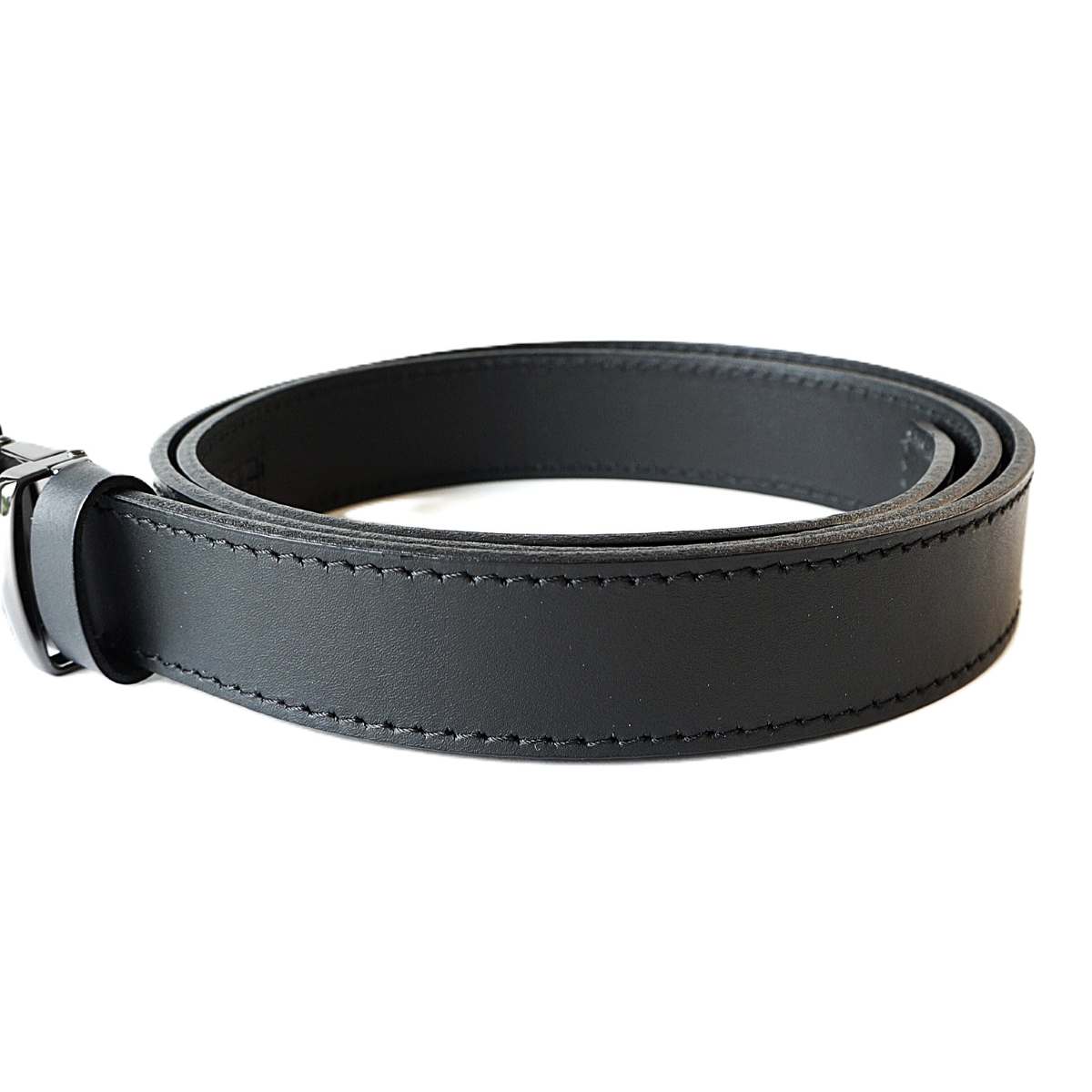 Stilingas juodas odinis vyriškas diržas su automatine sagtimi 3,5cm - Vilnius Fashion Belts - odos tekstūra
