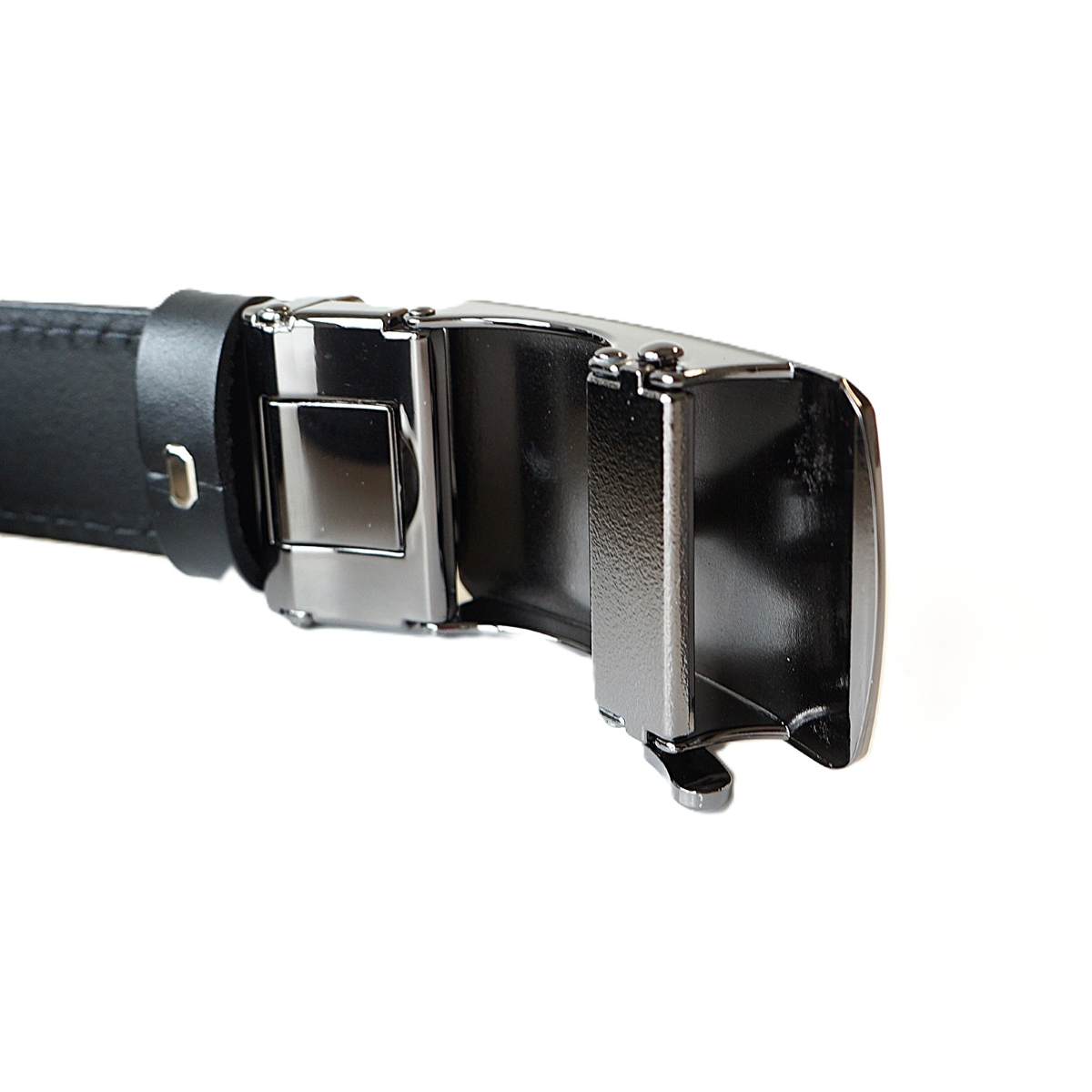 Stilingas juodas odinis vyriškas diržas su automatine sagtimi 3,5cm - Vilnius Fashion Belts - sagties vidus