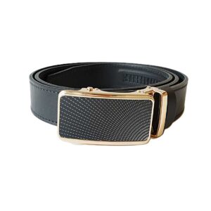 Prabangus juodas vyriškas odinis diržas su aukso ir juodos spalvos automatine sagtimi - Vilnius Fashion Belts