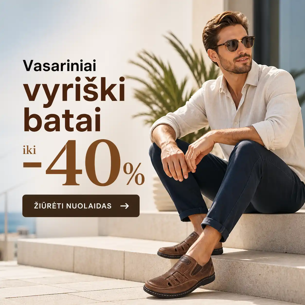 Vasariniai vyriški odiniai batai – akcija iki -40% - Vilniaus Avalynė
