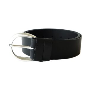 Platus juodas odinis moteriškas diržas su apvalia sagtimi 4 cm - Vilnius Fashion Belts