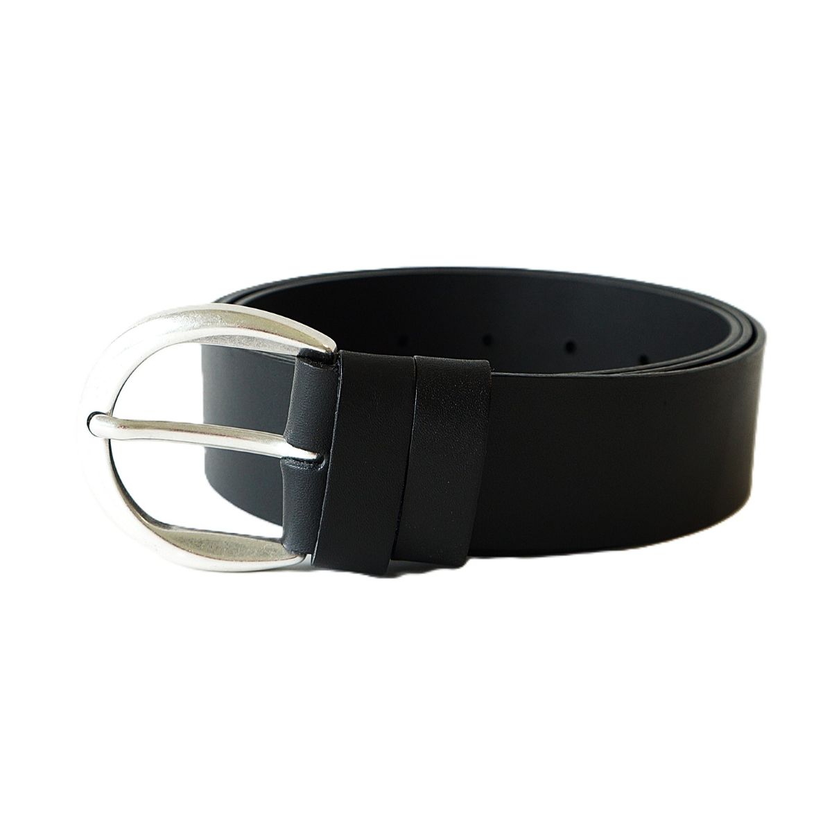 Platus juodas odinis moteriškas diržas su apvalia sagtimi 4 cm - Vilnius Fashion Belts