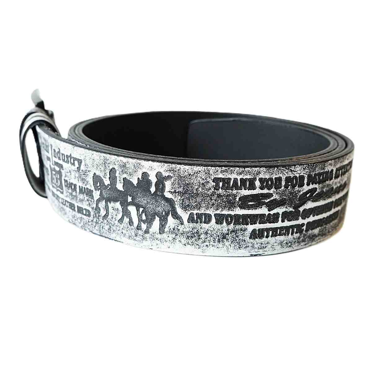 Prabangus juodai-baltas odinis vyriškas diržas JEANS su raštu ir juoda sagtimi 4 cm - Vilnius Fashion Belts - raštas