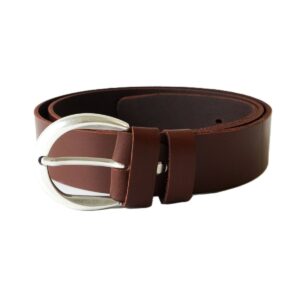 Platus rudas odinis moteriškas diržas su apvalia sagtimi 4 cm - Vilnius Fashion Belts