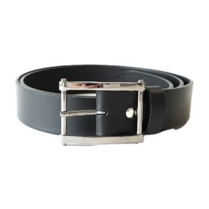 Stilingas juodas odinis moteriškas diržas su išskirtine stačiakampe sagtimi 3,5cm - Vilnius Fashion Belts